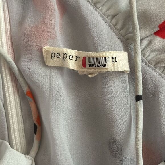 Anthropologie Paper Crown Ruffle Poppy White Water Floral Jumpsuit sz Small - Picture 3 of 16